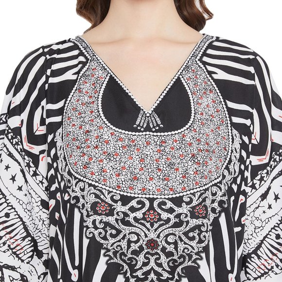 Women fashion Black Long Dress Kaftan Maxi Coverup - Picture 6 of 8